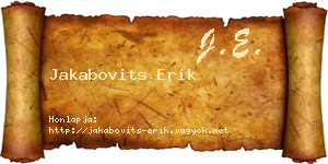 Jakabovits Erik névjegykártya