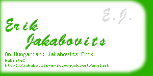 erik jakabovits business card